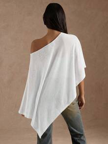 SHEIN BAE Blusa asimétrica de unicolor de moda de verano para mujer - Blanco - Ver 2