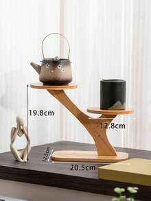 1个竹制花盆架托盘，适用于多肉植物装饰，阳台多肉植物专用花架，创意实木竹制收纳架，摆件/装饰品桌 - 杏色 - 查看 6