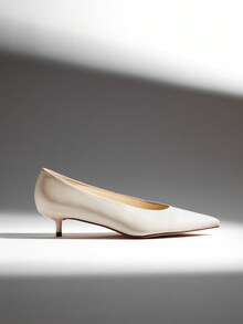 SHUZIA Women's Elegant Point Toe Kitten Heel Pumps - White - View 8
