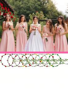 Lifelike 9 Flower Vine Wreath Hair Hoop Fresh Forest Style Green Leaf Headband Photoshoot Prop Stage Performance Costume Accessory Friendly Soft Flexible Fit - multicolor - View 5