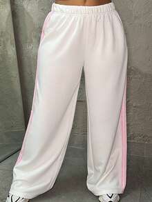 Dayanna Comas 女式白色针织阔腿休闲运动裤 - 白色 - 查看 3