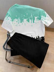 Manfinity Hypemode Bộ đồ nam gồm áo thun ngắn tay cổ tròn in số phối màu và quần short, thích hợp mặc hàng ngày. - Nhiều màu - Xem 5