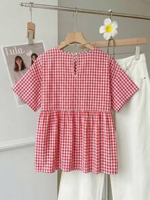 SHEIN EZwear Áo sơ mi dệt kim kẻ caro cotton tối giản, phong cách thường ngày dành cho nữ, thích hợp cho mùa hè, áo mùa hè, thích hợp cho đi làm hàng ngày, hẹn hò, tụ họp, mùa thu/đông/hè, Giáng sinh, Năm mới, Lễ Tạ ơn, tiệc tùng, đám cưới, bãi biển, lễ tốt nghiệp, thời trang, thanh lịch, thường ngày, đi chơi, hẹn hò, đặt chỗ, đi làm, sáng bóng, Ngày lễ tình nhân, sang trọng, kỳ nghỉ, thường ngày, Y2K, đi chơi, lễ tốt nghiệp, v.v. - Đỏ - Xem 2