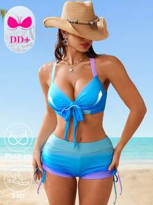 Voyashape Bộ bikini nâng ngực có gọng DD+ Series, được thiết kế dành cho phụ nữ có vòng ngực lớn. - Màu xanh bạc hà - Xem 5