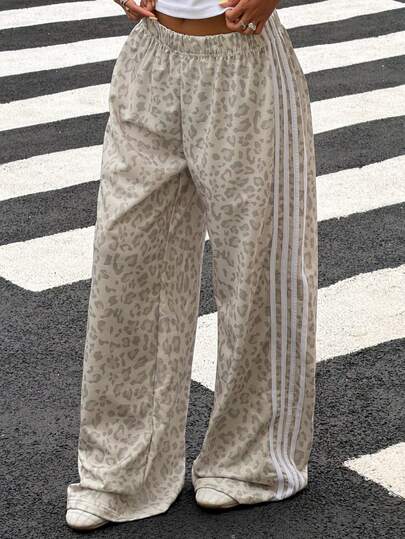 Muchica Quần thể thao ống rộng thoải mái, đa năng dành cho nữ, cạp chun, thích hợp đi làm.