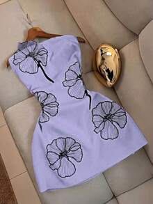 CURVE ajustado de talla con diseño floral 3D y cintura ajustada, estilo francés - Caqui - Ver 6