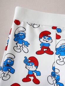 SHEIN X The Smurfs 卡通印花松紧腰男童三角裤 - 藍白色 - 查看 3