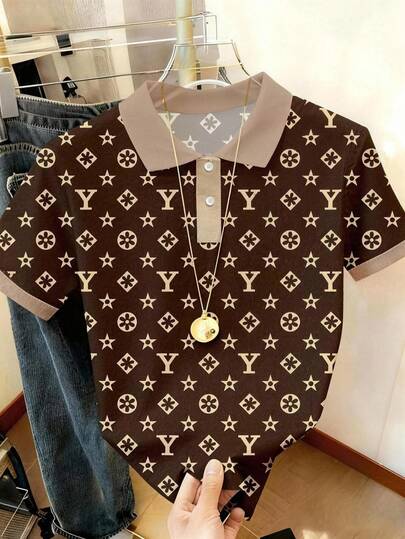 Resyla Plus Size Summer Casual All-Over Print Short Sleeve T-Shirt