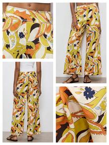 Maija Women's All-Over Print Casual Versatile Wide Leg Pants For Daily Wear,Vacation Outfits Women Wide Leg Pants For Women Floral Print Trousers - Multicolor - View 3