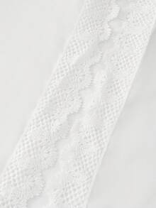 Arave 女士夏季休闲碎花拼接翻领落肩长袖宽松百搭白色半透明雪纺开衫 - 白色 - 查看 6