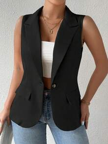 Vionelle Áo vest cổ ve kiểu Pháp dành cho nữ - màu đen - Xem 3