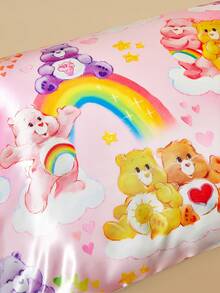SHEIN X Care Bears 2pcs Cute Cartoon Pattern Pillow Covers, Purple/Pink, Sateen Fabric, Comfortable & Cool, Rainbow, Cloud, Teddy Bear Print - Multicolor - View 9