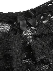 AltBold 2pcs Women's Sexy Lace Patchwork Lingerie Set - Black - View 7