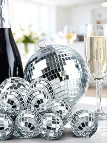 20Pcs Mirror Disco Balls Ornament Mardi Gras Mini Small Disco Ball Hanging Decorations Reflective Ball For 70s Disco Themed Party Tree Birthday Wedding - Silver - View 6
