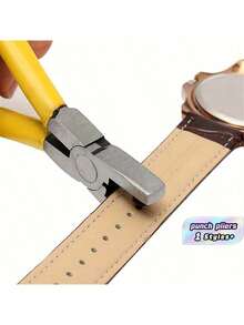 1pc Universal Handheld Belt Punch Tool For Belts, Shoelaces, Watch Straps, Men's Valentine's Day, Valentine's Day Wedding, Birthday, Pliers, Tools, Binder Clips - Yellow - View 2