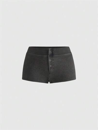 ROMWE Grunge Punk Shorts de punto de talle bajo con efecto desgastado y lavado vintage Y2K, estilo callejero sexy para primavera/verano