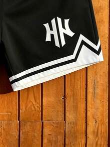Aesthetic Post Pantalones cortos casuales de hombre con cordón y estampado de letras, para verano - Multicolor - Ver 5