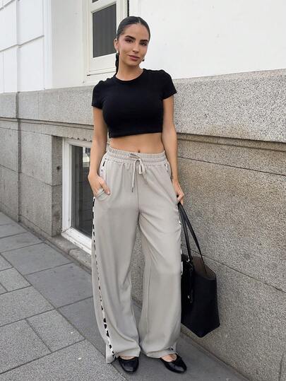 Marta Soriano Quần ống rộng lưng rút túi cho nữ thường ngày