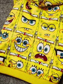 SpongeBob SquarePants | SHEIN 1 Buah Baju Hoodie Hewan Peliharaan Bermotif Kartun, Pakaian Kucing, Pakaian Anjing, Ukuran XXS-XXXXL, Ekstra Kecil, Ekstra Besar, Spons, Ekspresi - Kuning - View 3