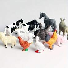 MINKOJA 12pcs Miniature Farm Animal Simulation Models, Including Mini Chickens, Ducks, Geese, Horses And Cows, Suitable For Holiday Gifts For Science And Cognitive Development - Multicolor - View 9