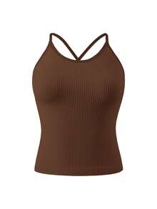 1 chiếc áo hai dây/áo tank top nữ kiểu dáng thường ngày, phù hợp cho mọi mùa. - Cà phê nâu - Xem 7