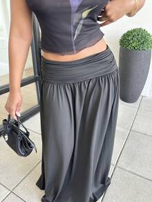 Alexandranx 夏季女士浪漫 90 年代商务休闲装 Y2k 俱乐部办公室复古风街头服饰春假单身派对演唱会黑色长裙 - 黑色 - 查看 5