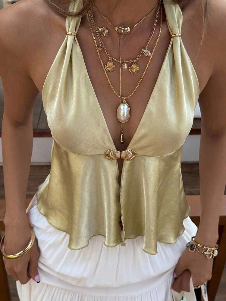 Women's Sexy Backless Halter Neck Top For Summer