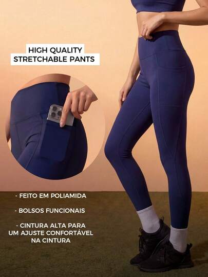 CAJUNI Quần legging thể thao có túi bên hình tam giác và cạp quần rộng.