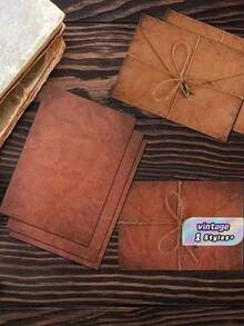 60 piezas Conjunto de papelería vintage y sobres, papel de carta A5 Kraft y sobres que incluyen papeles de cartas antiguas, sobres Kraft, accesorios retro, cuerdas, para Acción de Gracias, San Valentín, cartas de amor, invitaciones, etc. de vuelta al colegio - Marrón - Ver 7