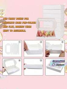 SHEIN 20 PIEZAS/10 PIEZAS/1 PIEZA Caja de pastel con ventana, caja de galletas con ventana, caja de pan, caja de pastel, caja de pretzels, adecuada para boda, baby shower, fiesta, Navidad - Multicolor - Ver 11