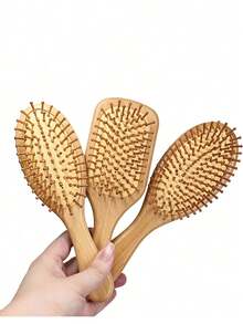 Bamboo Hairbrush, Natural Wood Anti-Static Brush, Hair And Scalp Combing, Anti-Static, Cushion Styling Tool, Universal. - Multicolor - View 4