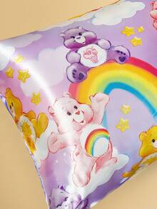 SHEIN X Care Bears 2pcs Cute Cartoon Pattern Pillow Covers, Purple/Pink, Sateen Fabric, Comfortable & Cool, Rainbow, Cloud, Teddy Bear Print - Multicolor - View 7