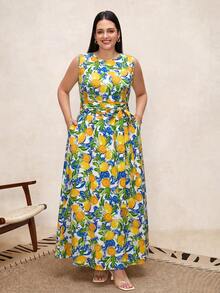 SHEIN Clasi 大码女式印花休闲派对旅行连衣裙 - 彩色 - 查看 2
