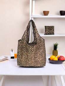 1 pieza Bolsa de compras plegable de gran capacidad con diseño de dibujos animados, ligera y portátil, reutilizable para supermercado y uso diario - A - Ver 8