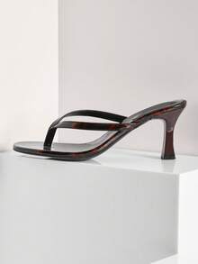 SHUZIA Sandal cao gót nữ tối giản, thoải mái, gót thấp, kiểu xỏ ngón. - Màu xanh Ô liu - Xem 7