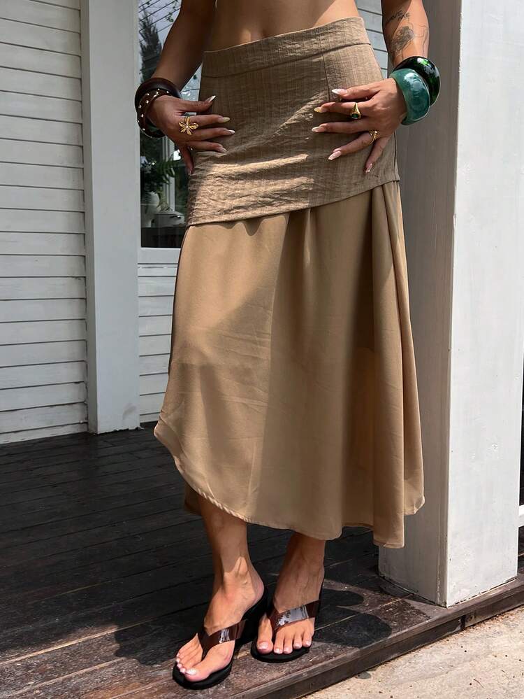 Women's Vintage Asymmetric Hem Commuter Skirt, Summer