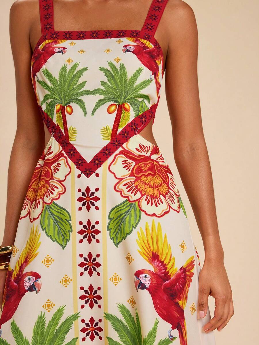 SHEIN TRVLCHIC Đầm hai dây in họa tiết tối giản dành cho nữ - Nhiều màu - Xem 1