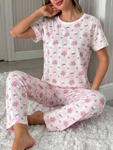Cottonline Relax Comfortable Cute Bear Pattern Detailed 3 Pcs Sleep Set - Pink - View 6