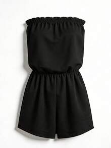 Swim Vcay Women's Summer Bandeau Jumpsuit, Beach Cover Up For Casual Vacation - Black - View 7