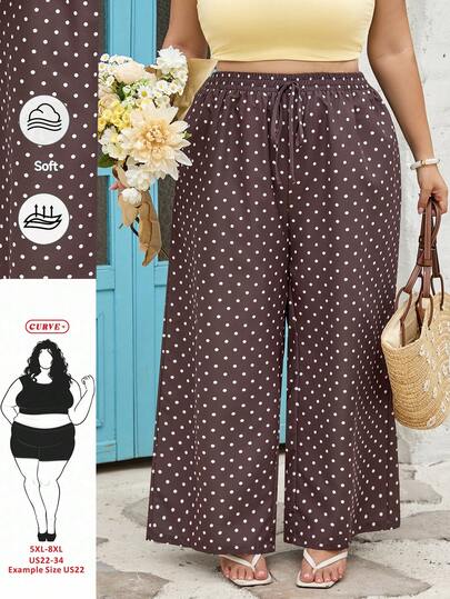 SHEIN CURVE+ 大码女式休闲裤，适合日常通勤、约会、聚会、秋冬夏季、圣诞节、新年、感恩节、派对、婚礼、海滩、毕业典礼等场合，时尚优雅，休闲百搭，适合外出、约会、预约等场合。