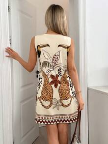 SHEIN LUNE Đầm ngắn không tay in họa tiết tối giản dành cho nữ - Nhiều màu - Xem 5