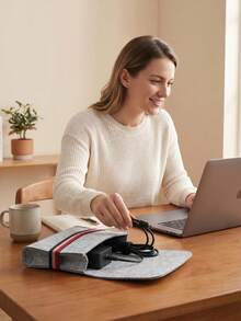 Haus Hana Felt Power Storage Bag, Data Cable Mouse Storage Bag, Promotional Gift Power Bank Packaging Bag, Digital Accessory Storage Bag, Portable Travel Storage Bag, Used For Storing Cables, Chargers, And Headphones, Multi-Purpose Technology Tool Storage Box - Multicolor - View 4