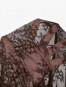 Aloruh Black Lace Bodysuit For Women - Coffee Brown - View 8