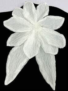 Resyla 女士黑色圆领T恤，3D大白花贴花设计，短袖休闲T恤，优雅修身基础款上衣，2026新款，夏季日常穿着 - 黑色 - 查看 3