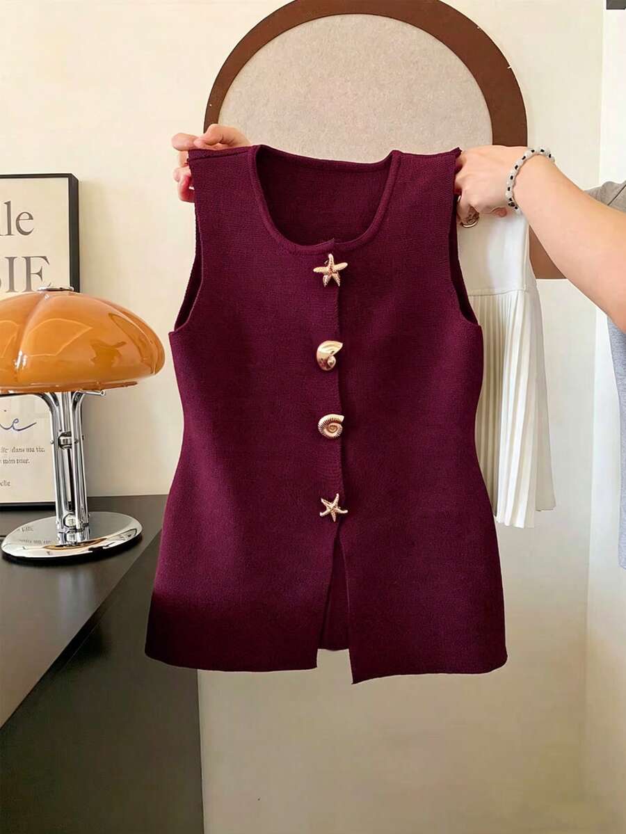 GlowEve CURVE Áo khoác cardigan cài nút hình vỏ sò thời trang tối giản đa năng dành cho nữ cỡ lớn năm 2026, hoàn hảo cho trang phục hàng ngày. - Màu Đỏ Sâu - Xem 1