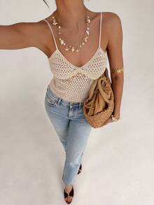 Firerie 女士度假沙滩休闲海星吊带背心，Y2K风格，乡村音乐节穿搭 - 杏色 - 查看 5