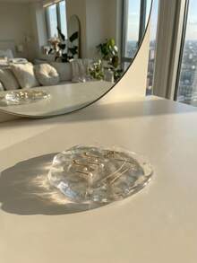 Haus Hana 1個/2個/3個 不對稱融冰造型PP杯墊，厚實透明塑料磨砂質感，耐熱杯墊，適合居家使用、攝影道具與珠寶展示托盤 - 彩色 - 查看 8