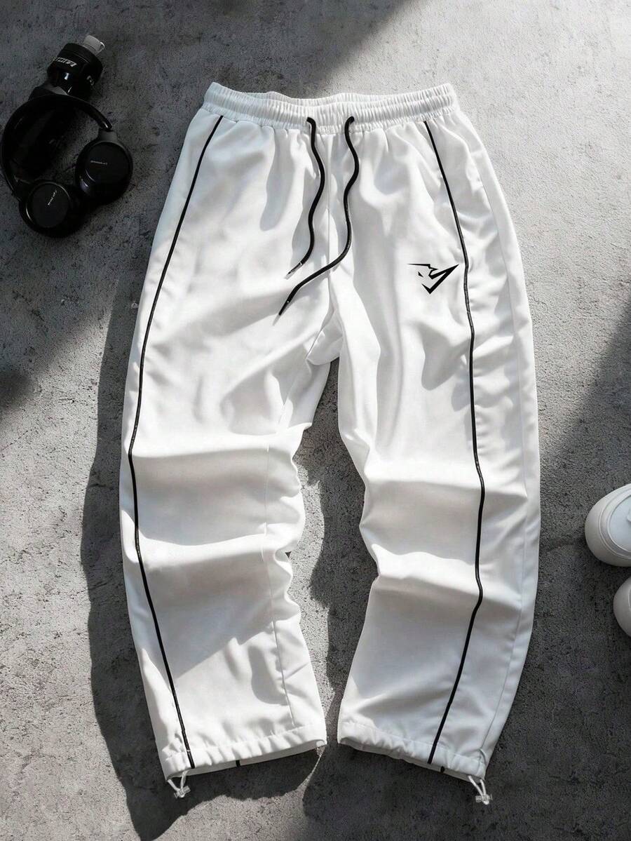 Sport MetroGents 男士休闲运动撞色滚边抽绳裤 - 白色 - 查看 1