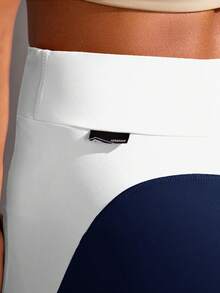 Powerista Women's Blue Color Patchwork Slim-Fit Casual Sport Shorts, For Daily Fitness & Gym, Everyday Wear  For Daily Fitness & Gym, Everyday Wear Casual Airport Back To School Winter Elegant Spring Summer Running Yoga Pitalles Indoor Outdoor Activie Casual Capsule Wardrobe Everyday Oversized Tee Airport Back To School Winter Elegant Summer All Season - Blue - View 6