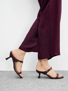 CUCCOO BIZCHIC 女士圆头细高跟晚礼服凉鞋，圣诞风格夏季鞋 - 咖啡棕 - 查看 3